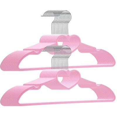 ZRKFSR Plastic Hangers 20 Pack, Heart-Shaped, Pink, Smooth Finish Space Saving, Strong & Durable Adult Coat Hangers for Dress, Shirts, Coats ZRKFSR Plastic Hangers 20 Pack, Heart-Shaped, Pink, Smooth Finish Space Saving, Strong & Durable Adult Coat Hangers for Dress, Shirts, Coats