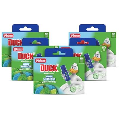 DUCK Fresh Discs Toilet Cleaner Starter Kit, Fights Stains That Harbour Germs, Prevents Limescale Build Up, Mint Mission, Pack of 5 (Each Kit Contains 1 Holder + 1 Refill Tube) DUCK Fresh Discs Toilet Cleaner Starter Kit, Fights Stains That Harbour Germs, Prevents Limescale Build Up, Mint Mission, Pack of 5 (Each Kit Contains 1 Holder + 1 Refill Tube)