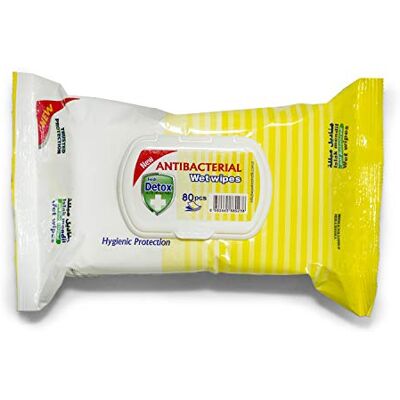 Detox AdvanceSan Detox Virucidal Cleansing Pack of 80, Premium EXTRA THICK Anti-bacterial Wet Wipes for Skin & Surfaces, Lemon Scent, pH Balanced, Paraben/Alcohol-Free, Resealable Lid 6 Pack Bundle (480 wipes) Detox AdvanceSan Detox Virucidal Cleansing Pack of 80, Premium EXTRA THICK Anti-bacterial Wet Wipes for Skin & Surfaces, Lemon Scent, pH Balanced, Paraben/Alcohol-Free, Resealable Lid 6 Pack Bundle (480 wipes)