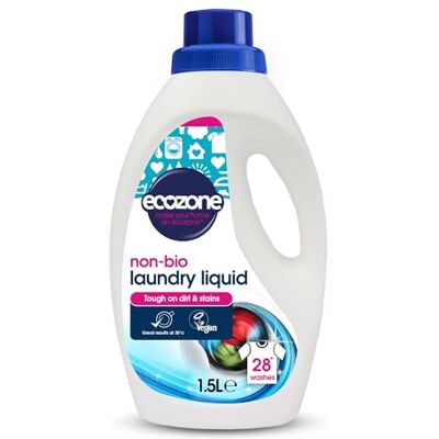 Ecozone Non Bio Laundry Liquid, Eco Conscious Laundry Detergent Liquid, Non Bio Washing Liquid & Stain Remover, Plant Based* Non Biological Washing Liquid, Vegan Friendly Eco Cleaning Products (1.5L) Ecozone Non Bio Laundry Liquid, Eco Conscious Laundry Detergent Liquid, Non Bio Washing Liquid & Stain Remover, Plant Based* Non Biological Washing Liquid, Vegan Friendly Eco Cleaning Products (1.5L)