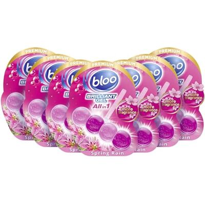 Bloo Brilliant Gel All in 1 Toilet Rim Block Cleaner, Spring Rain Fresh Scent, for All-Around Cleanliness, Long Lasting Freshness and Brilliant Shine Pack of 7 Bloo Brilliant Gel All in 1 Toilet Rim Block Cleaner, Spring Rain Fresh Scent, for All-Around Cleanliness, Long Lasting Freshness and Brilliant Shine Pack of 7