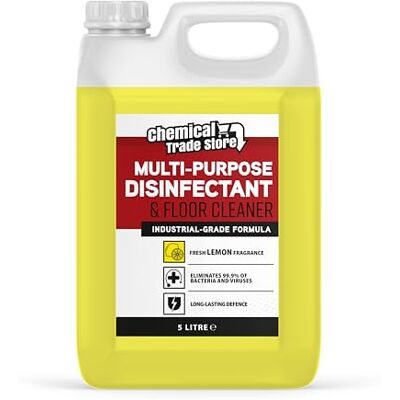 Chemical Trade Store Multi-Purpose Disinfectant and Floor Cleaner 5L Cleans and Disinfects Hard Surfaces, Tiles, Bathrooms Ideal for Commercial & Domestic Use, Kills Germs Chemical Trade Store Multi-Purpose Disinfectant and Floor Cleaner 5L Cleans and Disinfects Hard Surfaces, Tiles, Bathrooms Ideal for Commercial & Domestic Use, Kills Germs