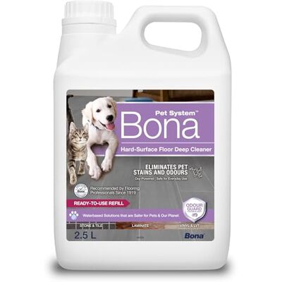 Bona Pet Hard-Surface Floor Deep Cleaner, Pet Stain and Odour Remover, Pet Friendly Floor Cleaner Liquid, Spot Cleaning, 2.5 Litre Refill Bona Pet Hard-Surface Floor Deep Cleaner, Pet Stain and Odour Remover, Pet Friendly Floor Cleaner Liquid, Spot Cleaning, 2.5 Litre Refill