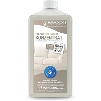 Maxxi Clean Upholstery Cleaner Concentrate for Sofas, Couches, and Mattresses Effective Carpet Cleaner 0.75 L Suitable for carpet cleaners, wet vacuums, and manual cleaning Made in Germany Maxxi Clean Upholstery Cleaner Concentrate for Sofas, Couches, and Mattresses Effective Carpet Cleaner 0.75 L Suitable for carpet cleaners, wet vacuums, and manual cleaning Made in Germany