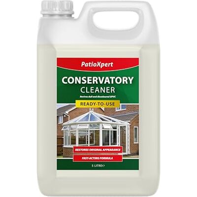 PatioXpert – Conservatory & UPVC Cleaner 5L – Streak-Free Cleaner for Frames, Fascias & Guttering – Removes Dirt, Mould & Stains – Safe on White & Coloured UPVC PatioXpert – Conservatory & UPVC Cleaner 5L – Streak-Free Cleaner for Frames, Fascias & Guttering – Removes Dirt, Mould & Stains – Safe on White & Coloured UPVC