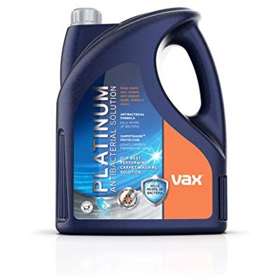 Vax Platinum Antibacterial 4L Carpet Cleaner Solution, Stain Remover Shampoo, Citrus & Blossom Scent, Removes 99.99% of bacteria, Neutralises Pet Odours, 1-9-142405, Blue Vax Platinum Antibacterial 4L Carpet Cleaner Solution, Stain Remover Shampoo, Citrus & Blossom Scent, Removes 99.99% of bacteria, Neutralises Pet Odours, 1-9-142405, Blue