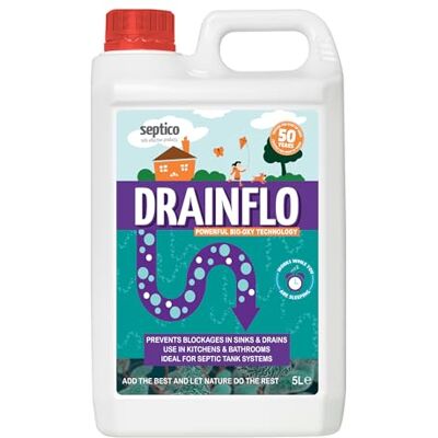 Septico Drainflo Probiotic Drain Cleaner 5L – Eco-Friendly Bio-Enzyme Formula for Kitchens, Bathrooms & Utility Drains – Septic Tank Safe Drain Unblocker & Odour Control Septico Drainflo Probiotic Drain Cleaner 5L – Eco-Friendly Bio-Enzyme Formula for Kitchens, Bathrooms & Utility Drains – Septic Tank Safe Drain Unblocker & Odour Control