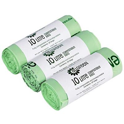 All-Green 10 Litre x 75 Compostable Bags Kitchen Caddy Liner Food Waste Bin Liners EN 13432-10L Bags with Composting Guide All-Green 10 Litre x 75 Compostable Bags Kitchen Caddy Liner Food Waste Bin Liners EN 13432-10L Bags with Composting Guide