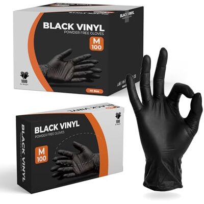 The Real Touch Disposable Gloves, 1000 Count, Latex-Free, Powder-Free, Food Grade, Comfortable Fit, Multi-Purpose Black Vinyl Gloves for Food Handling, Cleaning & Beauty (1000, M) The Real Touch Disposable Gloves, 1000 Count, Latex-Free, Powder-Free, Food Grade, Comfortable Fit, Multi-Purpose Black Vinyl Gloves for Food Handling, Cleaning & Beauty (1000, M)