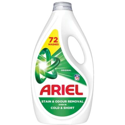 Ariel Washing Liquid Laundry Detergent, 72 Washes, Original, Stain & Odour Removal Even in Cold & Short Ariel Washing Liquid Laundry Detergent, 72 Washes, Original, Stain & Odour Removal Even in Cold & Short