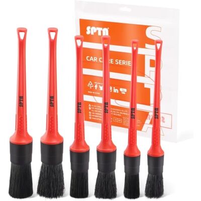 SPTA Detailing Brush Set, Car Detail Brush, 6 Different Sizes, Premium Natural Hair Mixed Fibre, Plastic Handle, Car Detailing Brushes for Cleaning Wheels, Engine, Interior, Ventilation Slots -BRFCD15 SPTA Detailing Brush Set, Car Detail Brush, 6 Different Sizes, Premium Natural Hair Mixed Fibre, Plastic Handle, Car Detailing Brushes for Cleaning Wheels, Engine, Interior, Ventilation Slots -BRFCD15