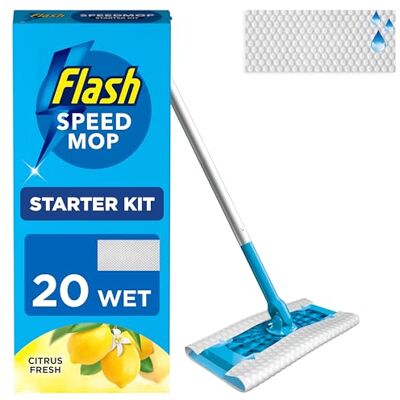 FLASH Speedmop Wet Mop Floor Cleaner Starter Kit 1 Mop, 20 Wet Lemon Refills FLASH Speedmop Wet Mop Floor Cleaner Starter Kit 1 Mop, 20 Wet Lemon Refills