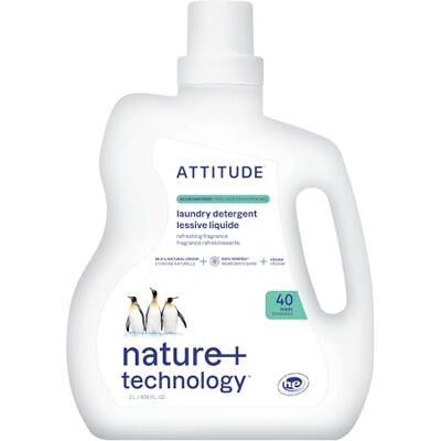 ATTITUDE Liquid Laundry Detergent, EWG Verified, HE Compatible, Plant-Based & Vegan, Natural Laundry Soap, Mountain Fresh Scent, 40 Loads, 2 Liters ATTITUDE Liquid Laundry Detergent, EWG Verified, HE Compatible, Plant-Based & Vegan, Natural Laundry Soap, Mountain Fresh Scent, 40 Loads, 2 Liters