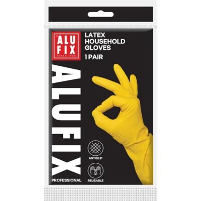 Alufix Economy Latex Household Gloves / 30 g/Size M/Yellow / 1 piece Alufix Economy Latex Household Gloves / 30 g/Size M/Yellow / 1 piece