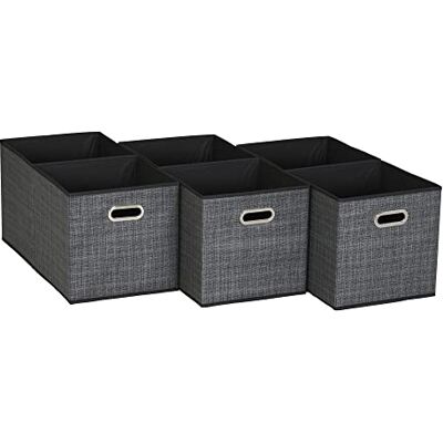 Household Essentials , Black Mix 6 Pack Fabric Storage Bins with Handle Household Essentials , Black Mix 6 Pack Fabric Storage Bins with Handle