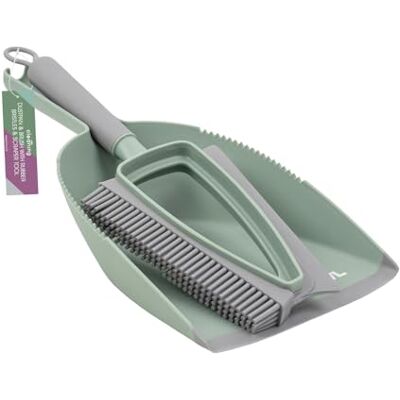 JVL Rubber Dustpan and Brush – Handheld Floor Sweeper, Green JVL Rubber Dustpan and Brush – Handheld Floor Sweeper, Green