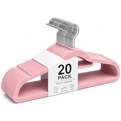 1ABOVE Premium Quality 20 pack Non-Slip Velvet Hangers (44cm) Heavy Duty Velvet Suit Hangers with Tie Bar, 360° Swivel Hooks – Space saving, sturdy to hold Jacket, Jumper & Pullover(Set of 20-PINK) 1ABOVE Premium Quality 20 pack Non-Slip Velvet Hangers (44cm) Heavy Duty Velvet Suit Hangers with Tie Bar, 360° Swivel Hooks – Space saving, sturdy to hold Jacket, Jumper & Pullover(Set of 20-PINK)