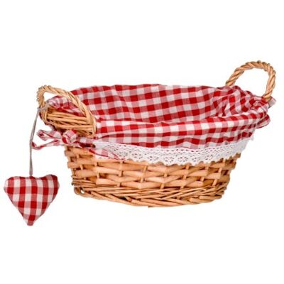 Premier Housewares Round Willow Basket with Gingham Lining Red Premier Housewares Round Willow Basket with Gingham Lining Red