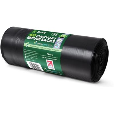 BIN IT 40 Drawstring, Everyday Refuse Sacks, Bin Bags, Bin Liners, 70 Litre, Recycled, Strong, Tear Resistant, 30 μm, Perfect for Everyday Use, Household, Office, Kitchen & Caterers BIN IT 40 Drawstring, Everyday Refuse Sacks, Bin Bags, Bin Liners, 70 Litre, Recycled, Strong, Tear Resistant, 30 μm, Perfect for Everyday Use, Household, Office, Kitchen & Caterers