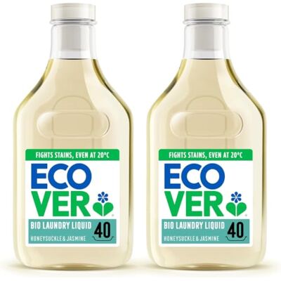 Ecover Bio Laundry Liquid, Honeysuckle & Jasmine, 80 Washes, Pack of 2 Ecover Bio Laundry Liquid, Honeysuckle & Jasmine, 80 Washes, Pack of 2