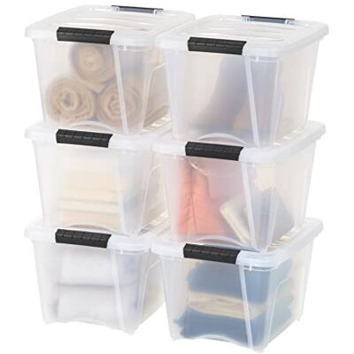 IRIS USA , Inc. Clear Plastic Storage Bin Tote Organizing Container with Durable Lid and Secure Latching Buckles, 19 Qt. -6 Pack IRIS USA , Inc. Clear Plastic Storage Bin Tote Organizing Container with Durable Lid and Secure Latching Buckles, 19 Qt. -6 Pack