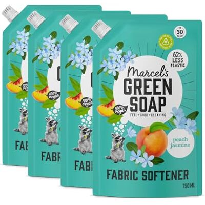 Marcel's Green Soap Fabric Conditioner Refill Peach & Jasmine Fabric Softener Vegan Natural Ingredients 3000 ml, 750 ml (Pack of 4) Marcel's Green Soap Fabric Conditioner Refill Peach & Jasmine Fabric Softener Vegan Natural Ingredients 3000 ml, 750 ml (Pack of 4)
