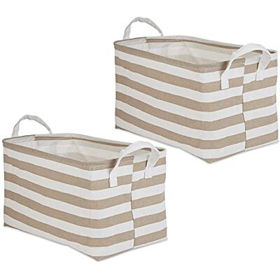DII Laundry Storage Collection, PE Coated Collapsible Bin with Handles, Stone Stripe, Large Set, 10.5x17.5x10 DII Laundry Storage Collection, PE Coated Collapsible Bin with Handles, Stone Stripe, Large Set, 10.5x17.5x10
