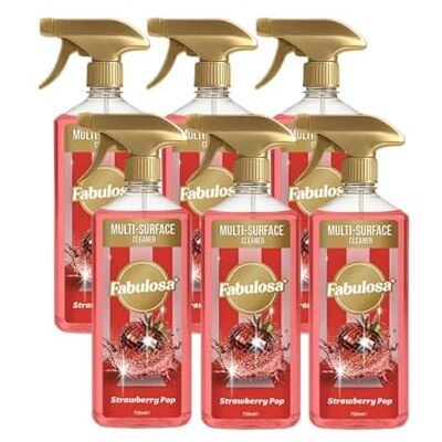 Fabulosa Antibacterial Disinfectant Spray, All Purpose Multi Surface Cleaner, 750ml, 6 Pack, Strawberry Pop Fabulosa Antibacterial Disinfectant Spray, All Purpose Multi Surface Cleaner, 750ml, 6 Pack, Strawberry Pop