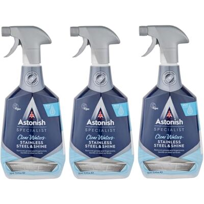 Astonish Specialist Stainless Steel and Shine Spray, for Polished Surfaces, Clear Waters, 3 x750ml Astonish Specialist Stainless Steel and Shine Spray, for Polished Surfaces, Clear Waters, 3 x750ml