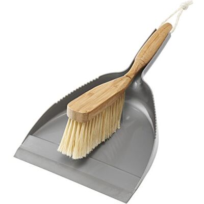 Addis Dustpan & Bamboo Hand Brush Set, Grey & Natural, Bamboo, Grey/Wood, 35 x 22 x 6 cm 517677 Addis Dustpan & Bamboo Hand Brush Set, Grey & Natural, Bamboo, Grey/Wood, 35 x 22 x 6 cm 517677