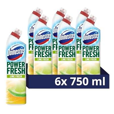 Domestos Power Fresh Lime Fresh Toilet Gel eliminates 99.99% of germs* limescale remover 6x 750 ml Domestos Power Fresh Lime Fresh Toilet Gel eliminates 99.99% of germs* limescale remover 6x 750 ml