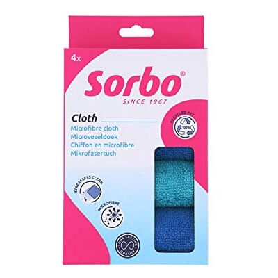 Sorbo Recycled Microfibre Cleaning Cloths, 4 Pack made from 100 Percent Recycled PET Bottles, Each Cloths Measures 35 cm x 35 cm Sorbo Recycled Microfibre Cleaning Cloths, 4 Pack made from 100 Percent Recycled PET Bottles, Each Cloths Measures 35 cm x 35 cm