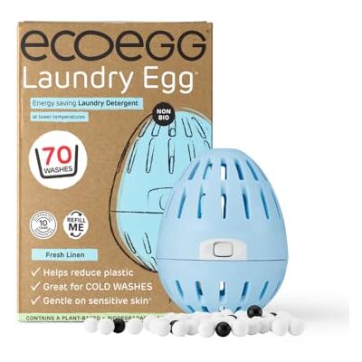 Ecoegg Laundry Egg, 70 Washes Non-Bio Laundry Detergent for Sensitive Skin Fresh Linen Refillable Ecoegg Laundry Egg, 70 Washes Non-Bio Laundry Detergent for Sensitive Skin Fresh Linen Refillable