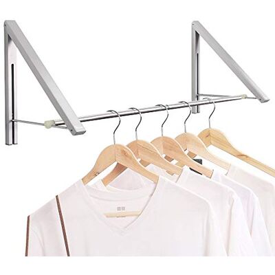 Anjuer Laundry Room Drying Rack Wall Mounted Clothes Hanger Folding Wall Coat Racks Aluminum Home Storage Organiser Space Savers Silver 2 Rakcs with Rod Anjuer Laundry Room Drying Rack Wall Mounted Clothes Hanger Folding Wall Coat Racks Aluminum Home Storage Organiser Space Savers Silver 2 Rakcs with Rod