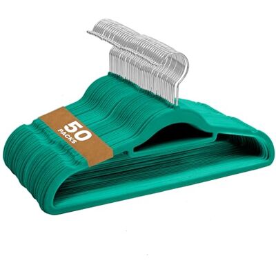 Sasha Morel 50 Pack Velvet Coat Hangers – Non Slip Velvet Hangers for Clothes, Space Saving Adult Hangers with Tie Organizer & Swivel Hooks – Clothes Hangers Wardrobe Storage Teal Sasha Morel 50 Pack Velvet Coat Hangers – Non Slip Velvet Hangers for Clothes, Space Saving Adult Hangers with Tie Organizer & Swivel Hooks – Clothes Hangers Wardrobe Storage Teal