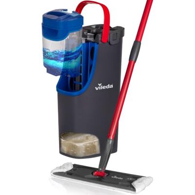 Vileda H2PrO Flat Mop & Bucket Set 100% Separate Clean and Dirty Water Vileda H2PrO Flat Mop & Bucket Set 100% Separate Clean and Dirty Water