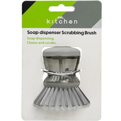 JVL Soap Dispenser Washing Up Scrubbing Brush – Kitchen Dish Brush with Liquid Soap Dispenser Handle JVL Soap Dispenser Washing Up Scrubbing Brush – Kitchen Dish Brush with Liquid Soap Dispenser Handle