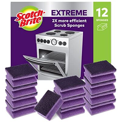 Scotch-Brite Extreme Scrub Sponge, 12 Pieces High Performance Scourer for Removing Tough Dirt for Eg grills or Over Trays Scotch-Brite Extreme Scrub Sponge, 12 Pieces High Performance Scourer for Removing Tough Dirt for Eg grills or Over Trays