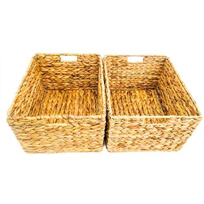 Trademark Innovations Large Foldable Rectangle Woven Wicker Basket Bins for Storage (Set of 2) Trademark Innovations Large Foldable Rectangle Woven Wicker Basket Bins for Storage (Set of 2)