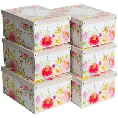 Lavatelli Set of 6 Storage Boxes Sweet Home Print with Lids & Handles, Cardboard Wardrobe Organisers for Clothes, Stackable Storage Bins 39x50x24 cm Lavatelli Set of 6 Storage Boxes Sweet Home Print with Lids & Handles, Cardboard Wardrobe Organisers for Clothes, Stackable Storage Bins 39x50x24 cm