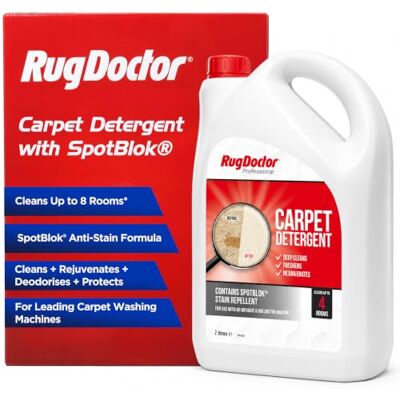 Rug Doctor Carpet Detergent with SpotBlok, 2 Litre 4-1 Carpet Cleaner Solution Cleans, Rejuvenates, Deodorises and Protects Compatible with all leading Carpet Cleaner Machines Rug Doctor Carpet Detergent with SpotBlok, 2 Litre 4-1 Carpet Cleaner Solution Cleans, Rejuvenates, Deodorises and Protects Compatible with all leading Carpet Cleaner Machines