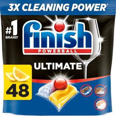 Finish Dishwasher Tablet, Ultimate Infinity Shine, 48 Tabs, Lemon Sparkle, Clean & Shine Detergent Tabs, Tough on Grease Stains, Effective for Short Eco Cycle Finish Dishwasher Tablet, Ultimate Infinity Shine, 48 Tabs, Lemon Sparkle, Clean & Shine Detergent Tabs, Tough on Grease Stains, Effective for Short Eco Cycle