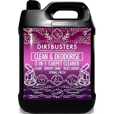 Dirtbusters Clean & Deodorise Carpet Cleaner Shampoo, Spring Fresh (5L) Dirtbusters Clean & Deodorise Carpet Cleaner Shampoo, Spring Fresh (5L)