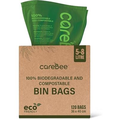 CareBee CareeBee Biodegradable Kitchen Bin Bags– 100% Compostable, Made from Corn Starch & PBAT– Eco-Friendly, Leak-proof, Tear-Resistant– Food Waste Bags for Home & Office (5-8L, 120 Bags) CareBee CareeBee Biodegradable Kitchen Bin Bags– 100% Compostable, Made from Corn Starch & PBAT– Eco-Friendly, Leak-proof, Tear-Resistant– Food Waste Bags for Home & Office (5-8L, 120 Bags)