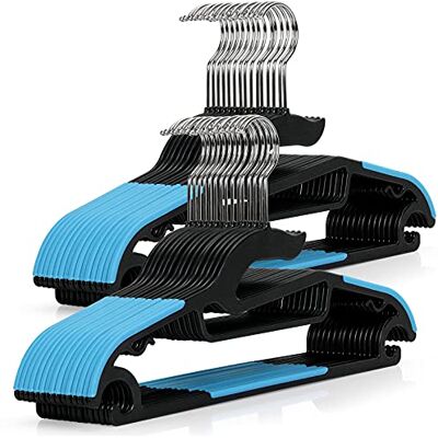 Tinfol 30PC Plastic Hangers Space Saving Clothes Hangers, Dry Wet Hangers with Blue Non-Slip Pads Clothes Suit Hangers Heavy Duty Coat Hanger Perfect for Cloth,Underwear, Pants, Shirts and Sweaters Tinfol 30PC Plastic Hangers Space Saving Clothes Hangers, Dry Wet Hangers with Blue Non-Slip Pads Clothes Suit Hangers Heavy Duty Coat Hanger Perfect for Cloth,Underwear, Pants, Shirts and Sweaters