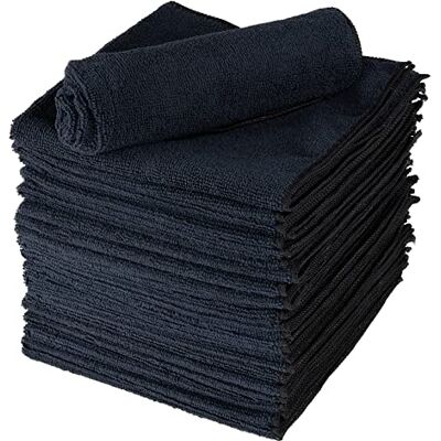 ABENA Black Microfibre Cloths 40 x 40 cm Pack of 20 Multipurpose Cleaning Cloths Glasses Cleaner Cloth Dish Cloths General Duster ABENA Black Microfibre Cloths 40 x 40 cm Pack of 20 Multipurpose Cleaning Cloths Glasses Cleaner Cloth Dish Cloths General Duster