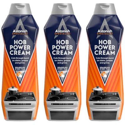 Astonish Specialist Hob Cream Cleaner, for Tough Burnt on Stains, Protective Coat, Zesty Lemon Scent, 3 x 500ml Astonish Specialist Hob Cream Cleaner, for Tough Burnt on Stains, Protective Coat, Zesty Lemon Scent, 3 x 500ml