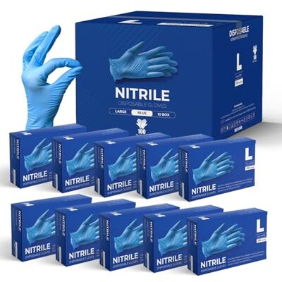Glovein Disposable Gloves, Pack of 1000, Blue Nitrile Gloves, Powder-Free, Latex-Free, Strong with Textured Grip, Multipurpose for Food Handling, Cleaning, Automotive & DIY Glovein Disposable Gloves, Pack of 1000, Blue Nitrile Gloves, Powder-Free, Latex-Free, Strong with Textured Grip, Multipurpose for Food Handling, Cleaning, Automotive & DIY