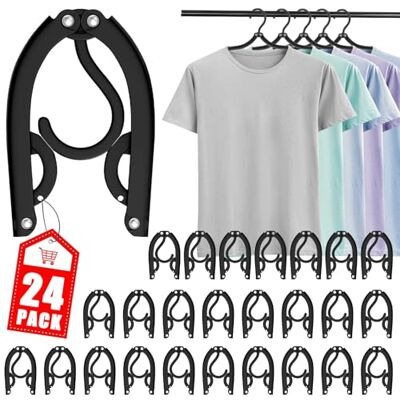 Trubetter 24 Pcs Travel Hangers Portable Folding Clothes Hangers Travel Accessories Foldable Clothes Drying Rack for Trave (Black) Trubetter 24 Pcs Travel Hangers Portable Folding Clothes Hangers Travel Accessories Foldable Clothes Drying Rack for Trave (Black)