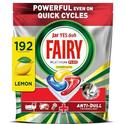 Fairy Platinum Plus Dishwasher Tablets Lemon, 192 Capsules Fairy Platinum Plus Dishwasher Tablets Lemon, 192 Capsules